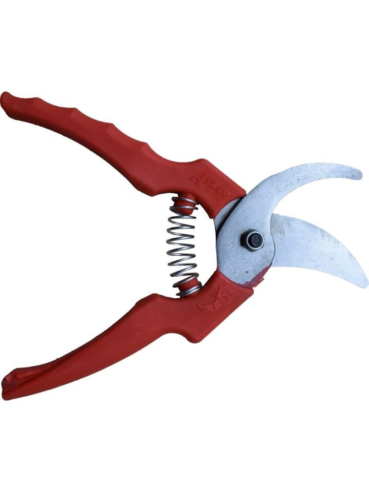 Aslankara Budama Bağ Üzüm Dal Makası Eğri Kırmızı 21 Cm