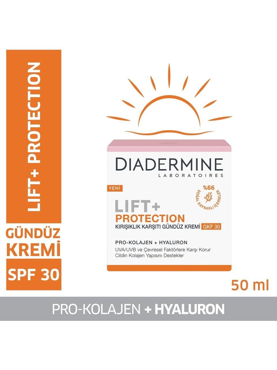 Diadermine Lift + PROTECTION GKF30 Gündüz Krem 50 Ml Kırışık Karşıtı Sıkılaştırıcı Kolajen