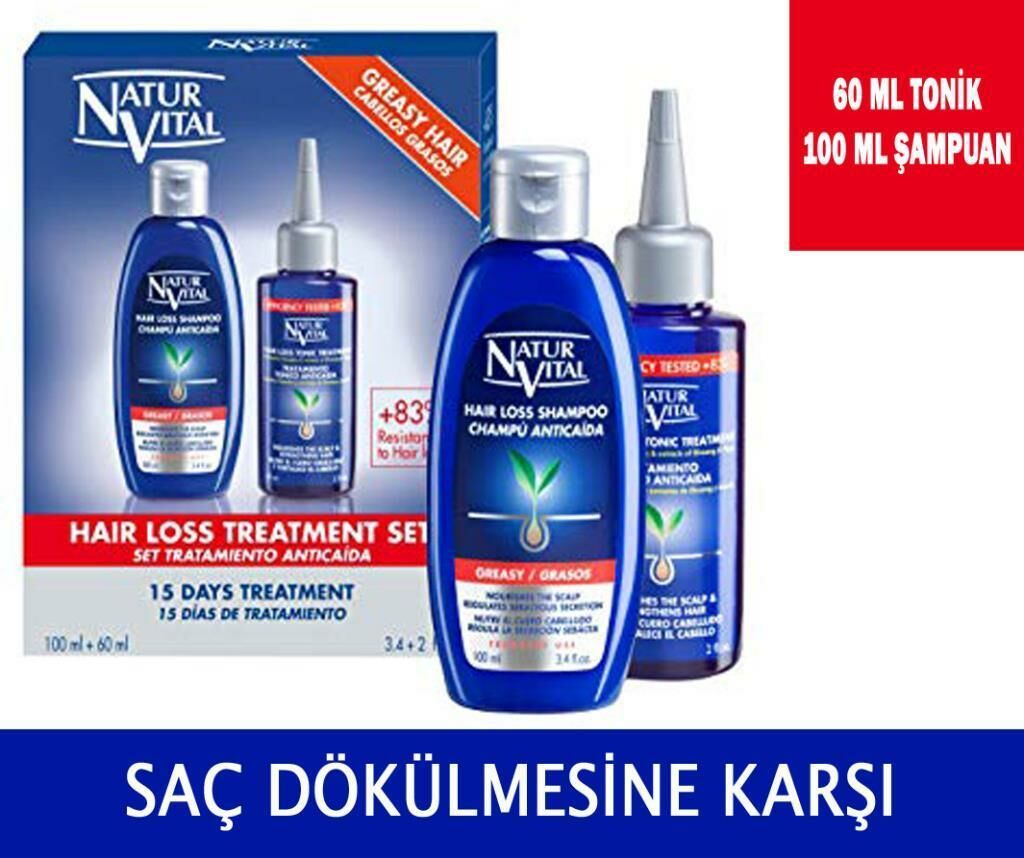 Natur Vital Hair Loss Treatment Tonik 60ml + 100ml Şampuan Yağlı