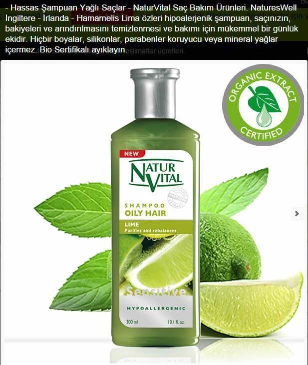 Natur Vital Sensetive Organik Şampuan Yağlı Saçlar 300 ml Lime