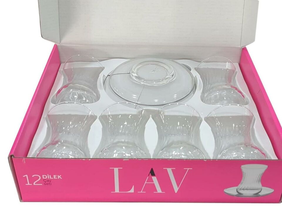 Lav Dilek 12 li Çay Seti - ( 6 Çay Bardağı + 6 Çay Tabağı )