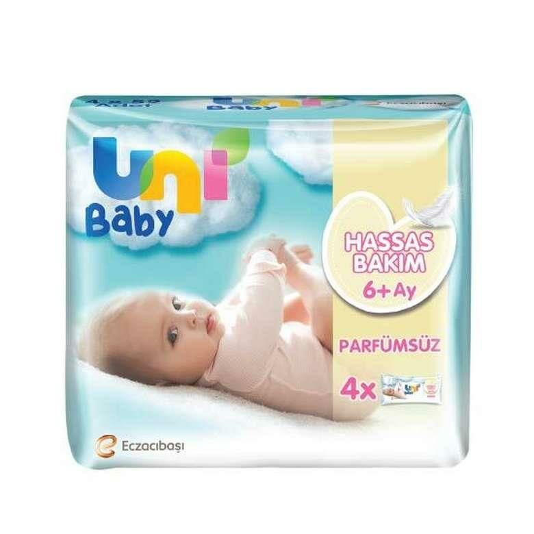 Uni Baby 4x 52 lı Islak Mendil Hassas Bakım Eco Paket