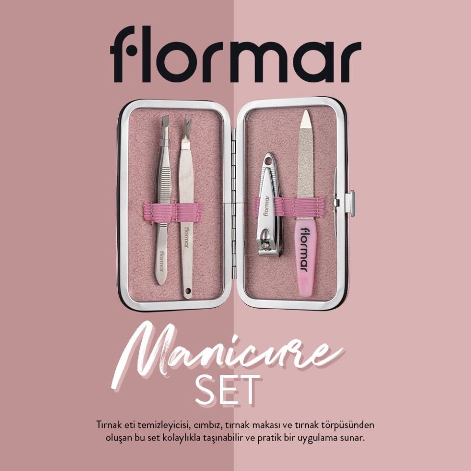 Flormar Manikür Seti 5 Pcs - Tırnak Makası - Törpü - Cımbız - Et Kesici