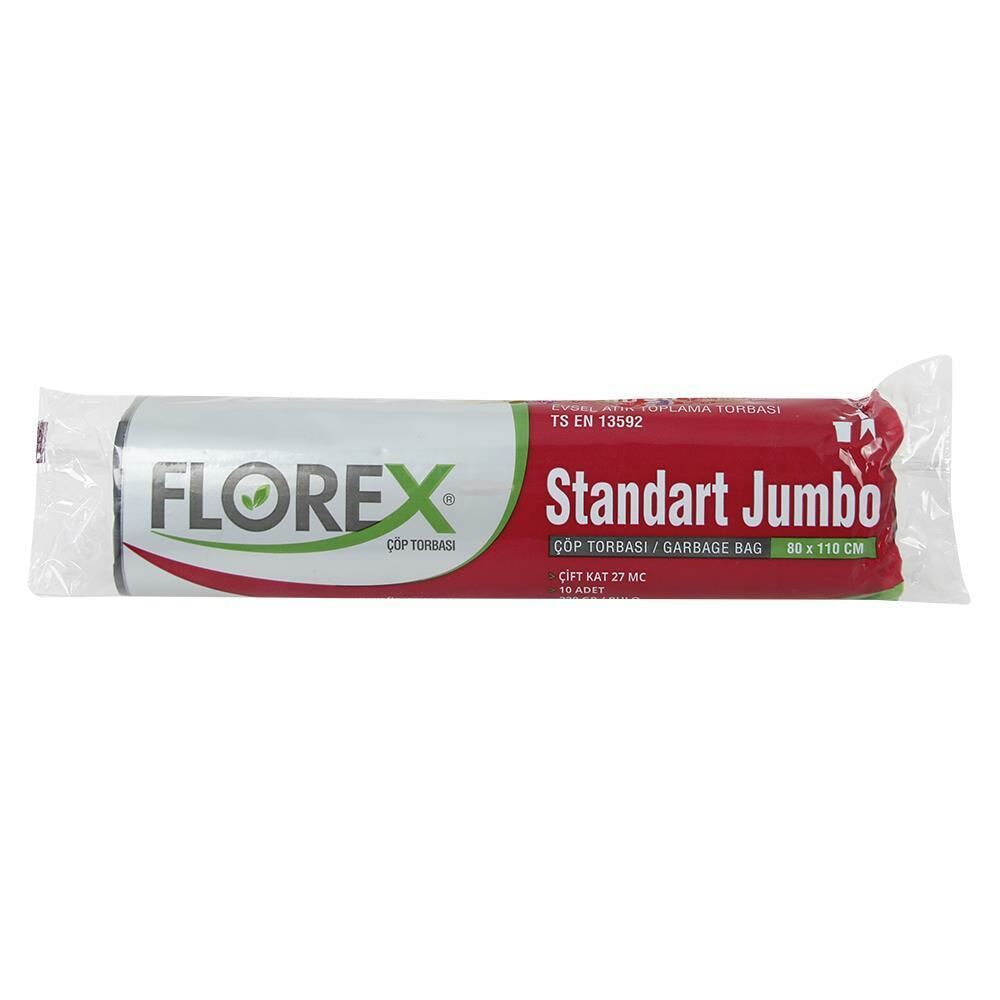 Florex 511 Standart Jumbo Siyah Çöp Poşeti 10 Adet- 80cmx110cm