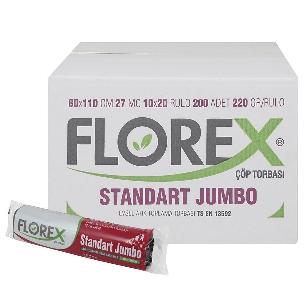 Florex 511 Standart Jumbo Siyah Çöp Poşeti 10 AdetX20 li Koli- 80cmx110cm