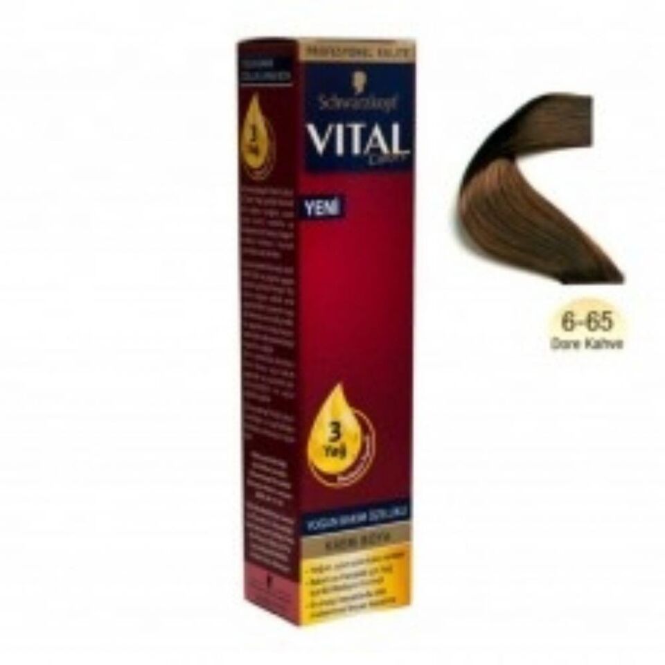 Vital Tüp Saç Boyası 6.65 Dore Kahve + Oksidan Sıvı 50 Ml