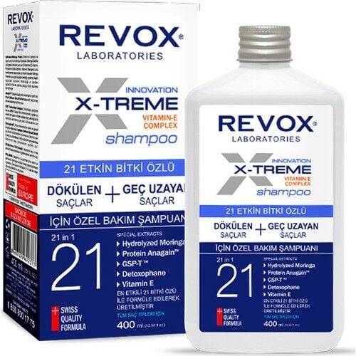 Revox 21 Etkin Bitki Özlü X-Treme Dökülen ve Geç Uzayan Saçlara Özel Bakım Şampuanı 400 Ml