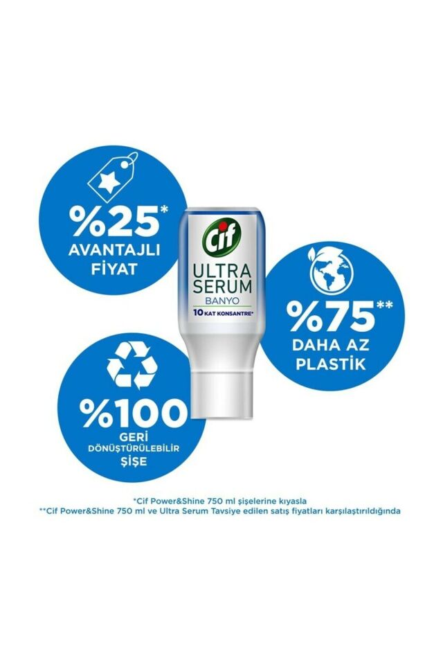 Cif Power-Shine Banyo 750 ML İçin Ultra Serum 70 Ml Banyo Kireç Çözücü Kapsül