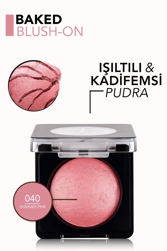 Flormar Terracotta Allık 040 Shimmer Pink E Vitamini İçeren Yoğun Pigmentli Işıltılı Allık (Pembe) - yeni