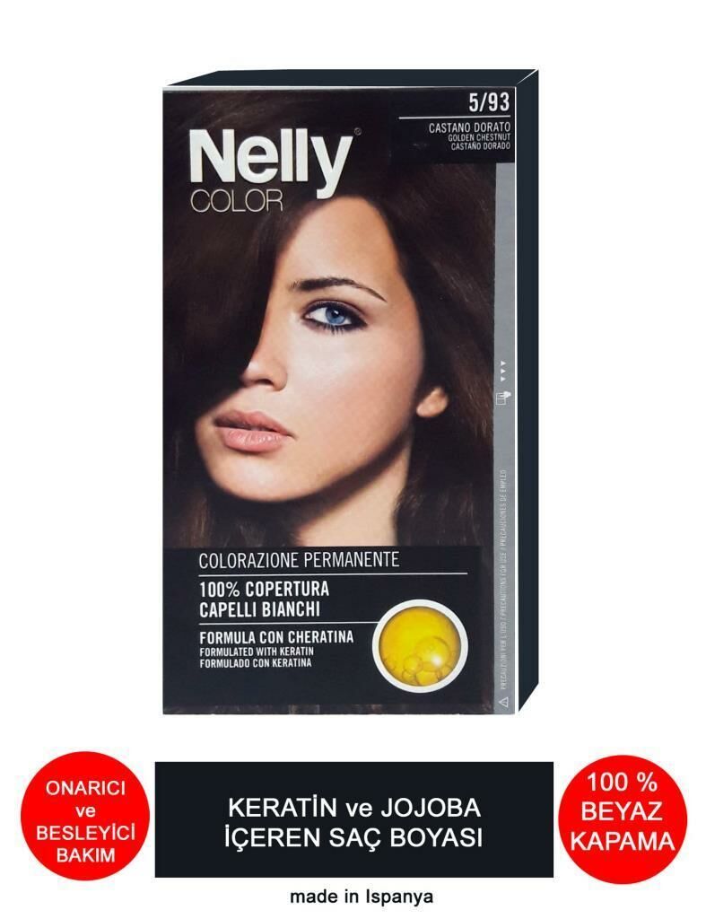 Nelly Jojoba ve Keratinli Saç Boyası 5.93 Altın Kestane