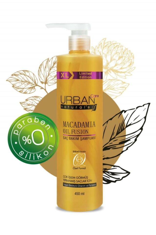 Urban Care Macadamia Yağı ve Keratin içeren Besleyici Onarım ve Parlaklık veren Şampuan 450 ml