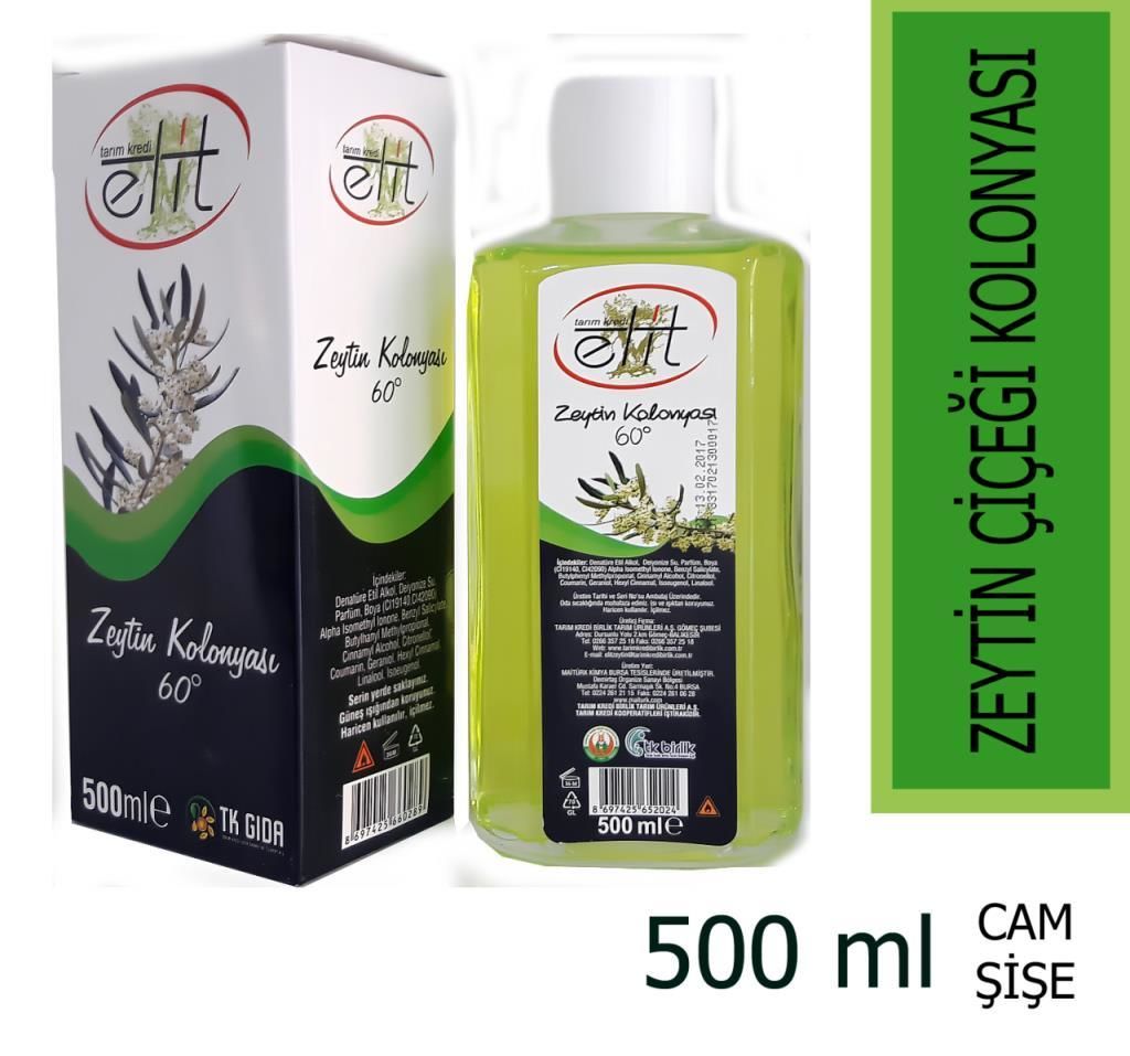 Elit Zeytin Kolonyası 500 mlL Cam Şişe Tarım Kredi
