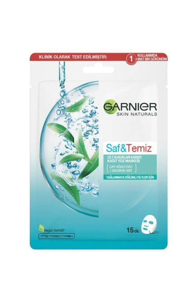 Garnier Saf ve Temiz Cilt Kusurları Karşıtı Kağıt Yüz Maskesi