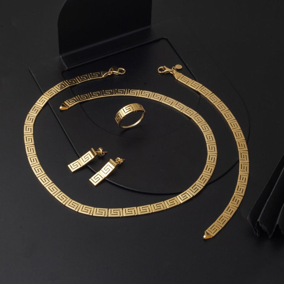 Versace 14 Ayar Taşsız Altın Düğün Takı Seti