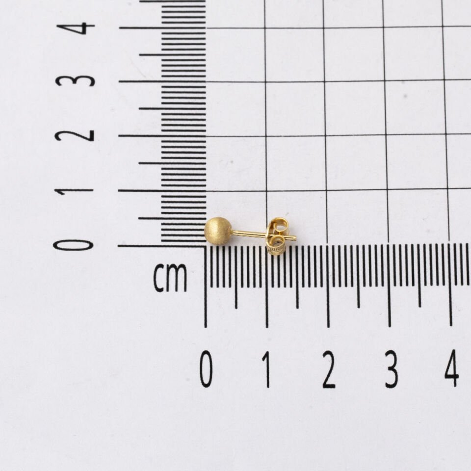 14 Ayar Altın Mat Top Küpe 4 mm.