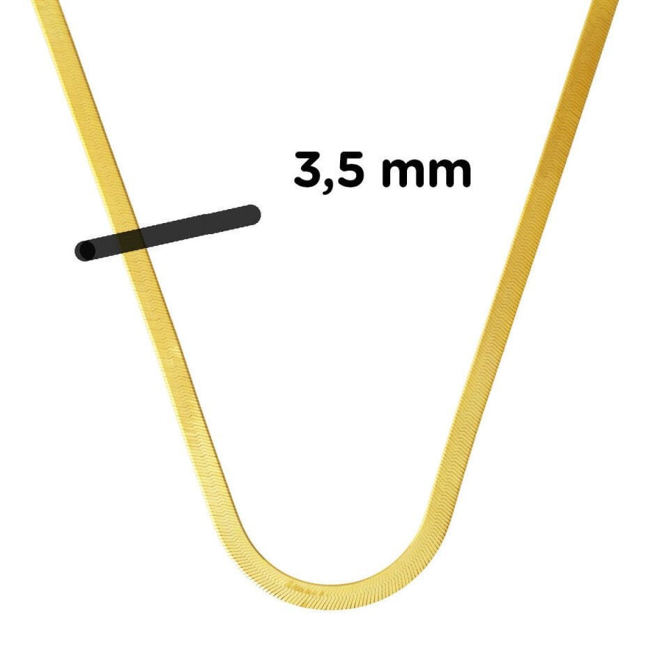 3,5mm Enli Altın Ezme Zincir 14 Ayar 50 cm.