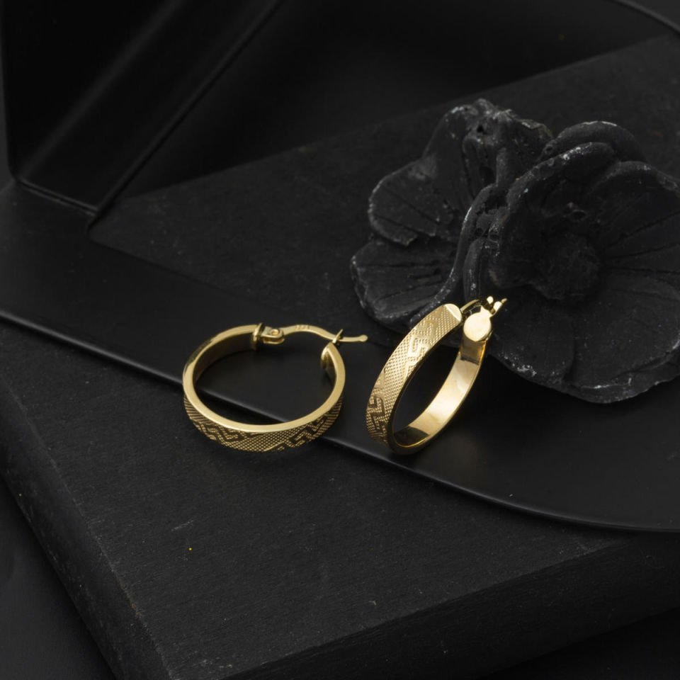 2,5 cm. Çaplı Versace Halka Küpe 14 Ayar Altın