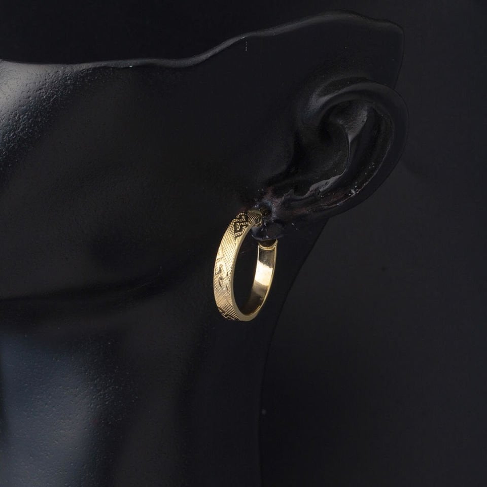 2,5 cm. Çaplı Versace Halka Küpe 14 Ayar Altın