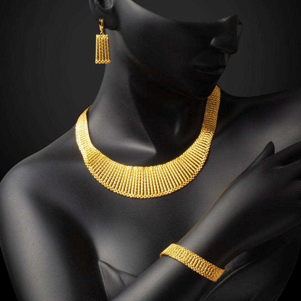 Kleopatra Parıltılı 14 Ayar Altın Takı Seti