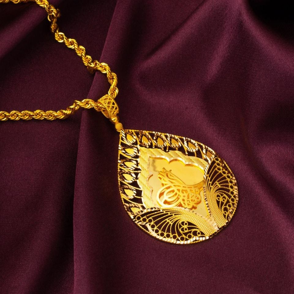 Osmanlı Tuğralı Zincirli 22 Ayar Altın Kolye