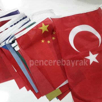Ülke Bayrakları ( İpe dizili ) 25 metre de 55 Ülke Bayrağı