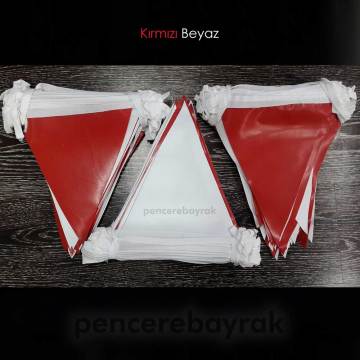 Baskısız Üçgen Bayrak | Kırmızı Beyaz