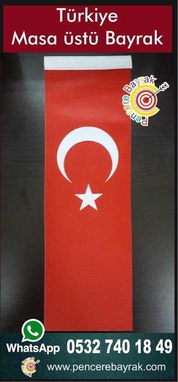 Türk Masa Bayrağı Düz Kesim 10x30 cm Ölçüsünde