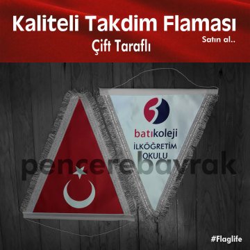 Takdim Flaması | Gümüş Saçaklı Üçgen Bayrak