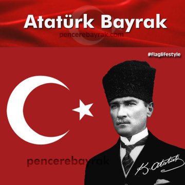 Atatürk Bayrağı - 70x100 Özel Kumaş - Kalpaklı