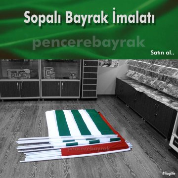 Sopalı Bayrak Flama | Yeşil Beyaz Renklerde