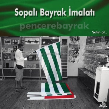 Sopalı Bayrak Flama | Yeşil Beyaz Renklerde