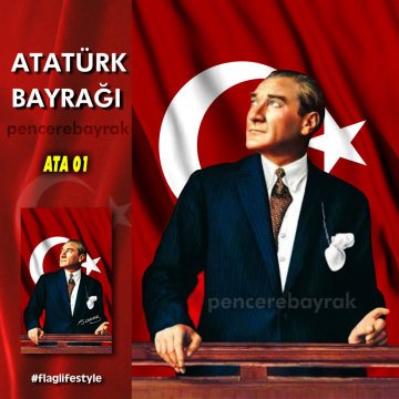 Atatürk Bayrak | Özel Kumaş Baskılı |  ATA 01