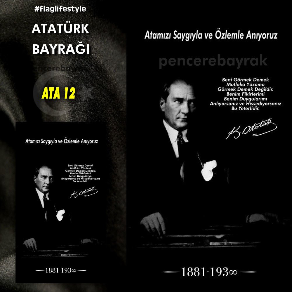 Atatürk Bayrakları - ATA 12 - Özel Kumaş Baskılı