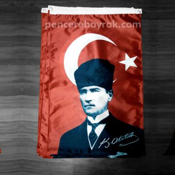 Atatürk Bayrakları 50x75 cm Özel Raşel Kumaşa  Baskılı