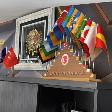 17 Türk Devleti | Masa bayrakları seti Lüks Kalite
