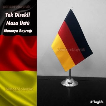 Almanya Masa Bayrağı | Tek Direkli Krom Kaplama
