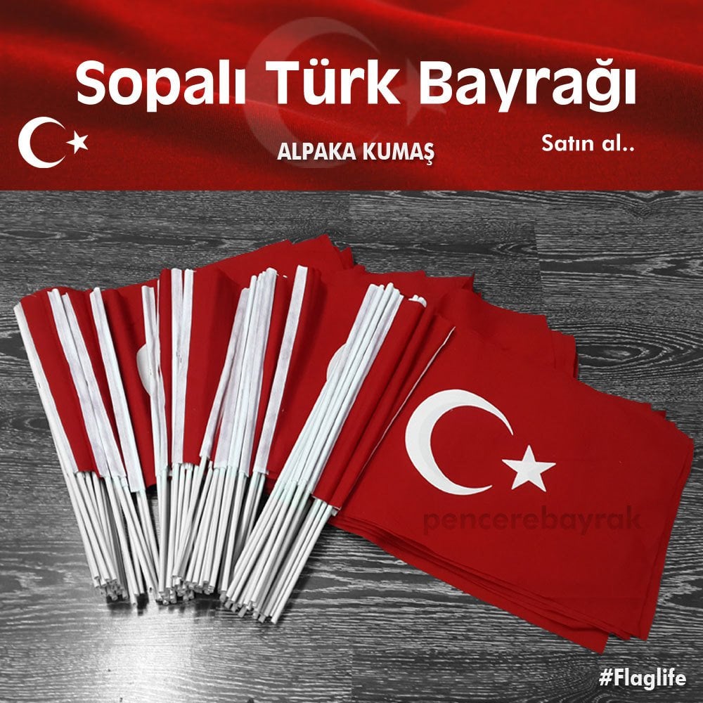 Türk Bayrağı | 40x60 cm | Sopalı Alpaka Kumaş