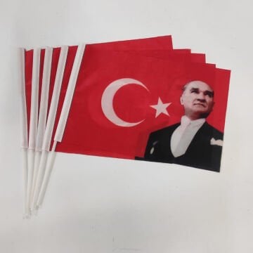 Sopalı Atatürk Bayrağı - 20x30 cm Raşel kumaş