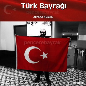 Tören Bayrak Direği Ahşap + 100x150 cm Alpaka Bayrak