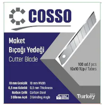 COSSO MAKET BIÇAĞI YEDEĞİ18MMX0.5MM PRO 10X10  (100'LÜ PAKET)