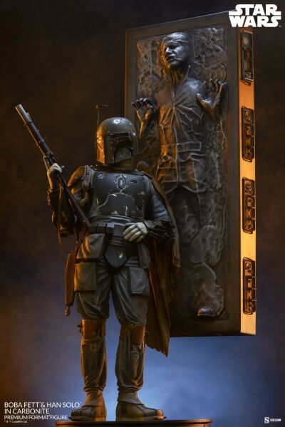 Star Wars: Empire Strikes Back - Boba Fett and Han Solo in Carbonite Premium Format Heykel