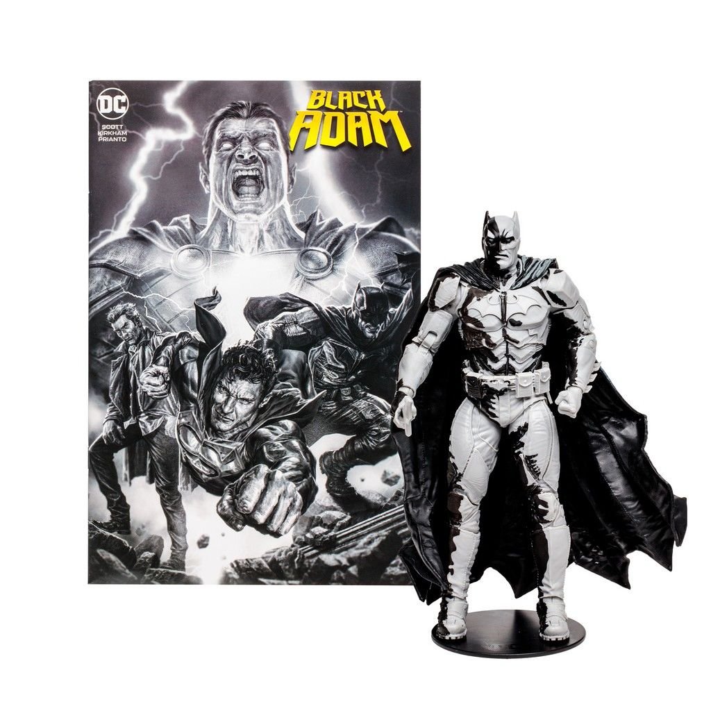 DC Comics: Batman Line Art Variant Action Figure with Black Adam Comic