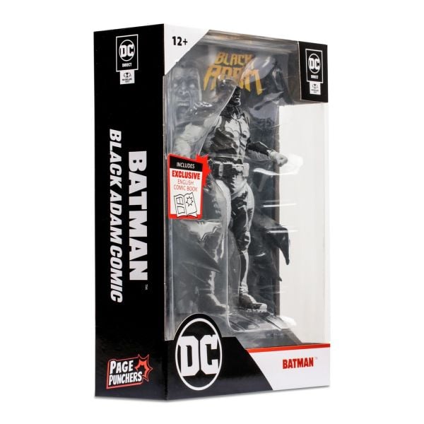 DC Comics: Batman Line Art Variant Action Figure with Black Adam Comic