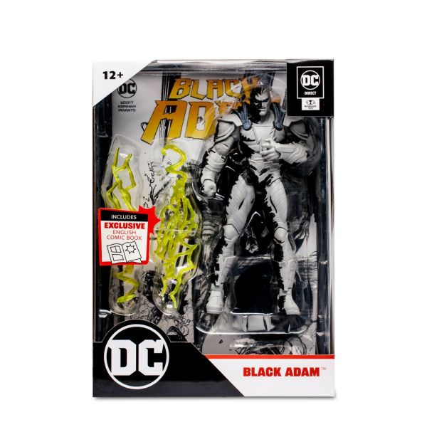 DC Comics: Black Adam Line Art Variant Action Figure with Black Adam Comic