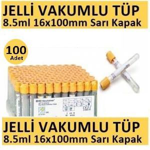 100 Adet Kan Alma Tüpü, Vakumlu Jelli, Sarı Kapak 8.5ml 16x100mm, Bd Vacutainer SST 2 Advance Plus