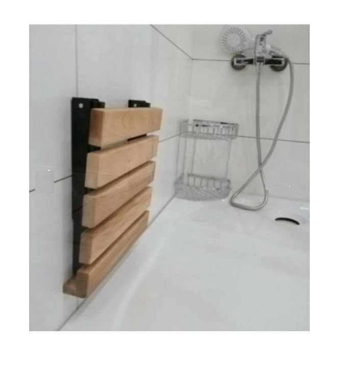 Katlanır Duş Taburesi - Doğal Ahşap Katlanır Banyo Oturağı