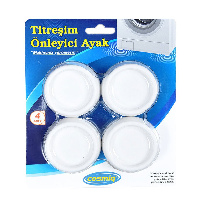 ÇAMAŞIR MAKİNASI TİTREŞİM ÖNLEYİCİ AYAK Beyaz ÇAMAŞIR KURUTUCU KAUCUK PLASTİK TAKOZ 4 lü