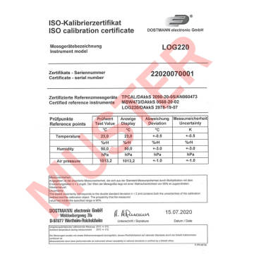 Sıcaklık, Nem ve hava basıncı için Data logger LOG220 31.1059.02