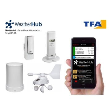 Weather station set with climate, rain gauge and wind meter WEATHERHUB 31.4005