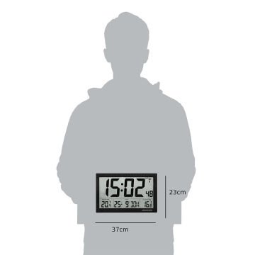 Saat Dijital Geniş Ekranlı radyo kontrollü ve iç/dış sıcaklık göstergeli 60.4510.01